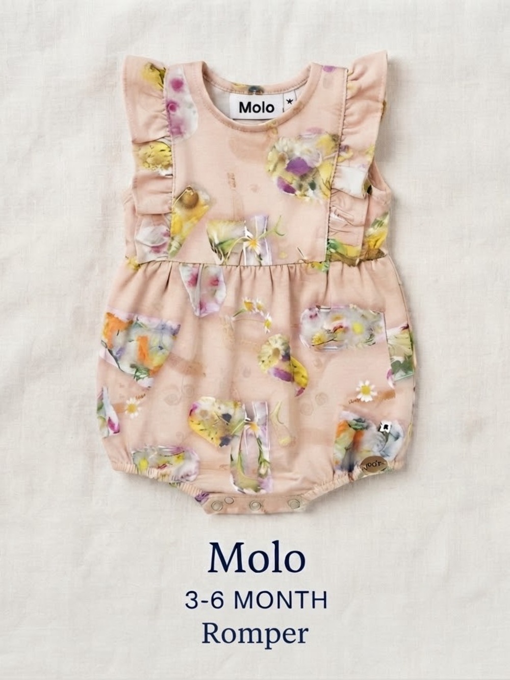 Molo Floral Baby Romper with Ruffles